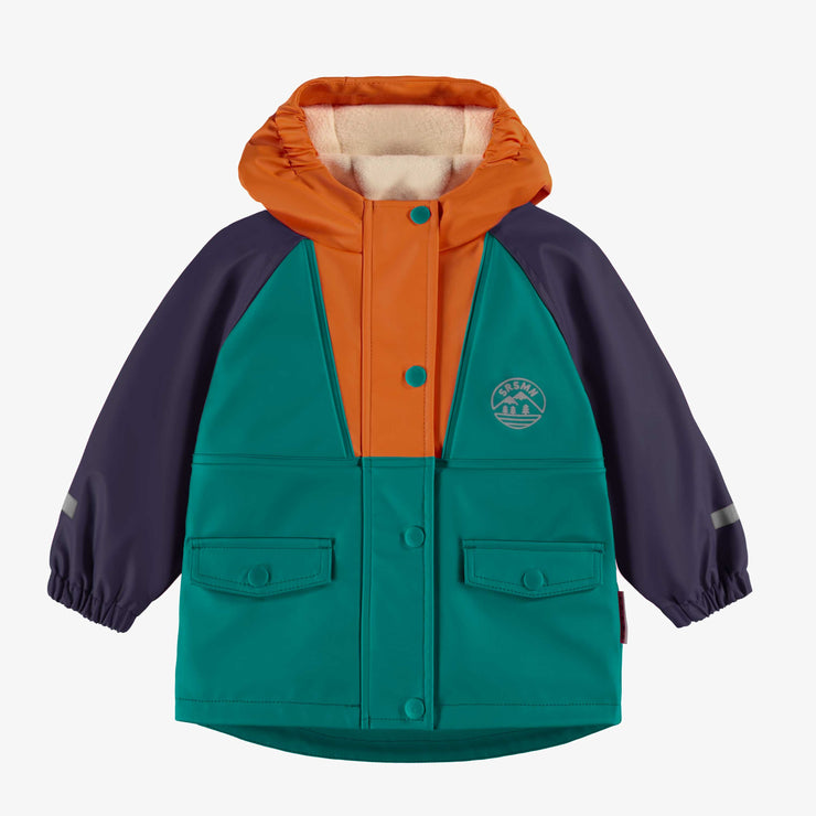 Manteau imperméable bleu, turquoise et orange, bébé