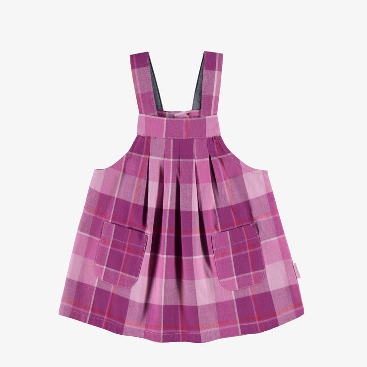 Robe chasuble mauve à carreaux, bébé || Purple plaid jumper dress, baby