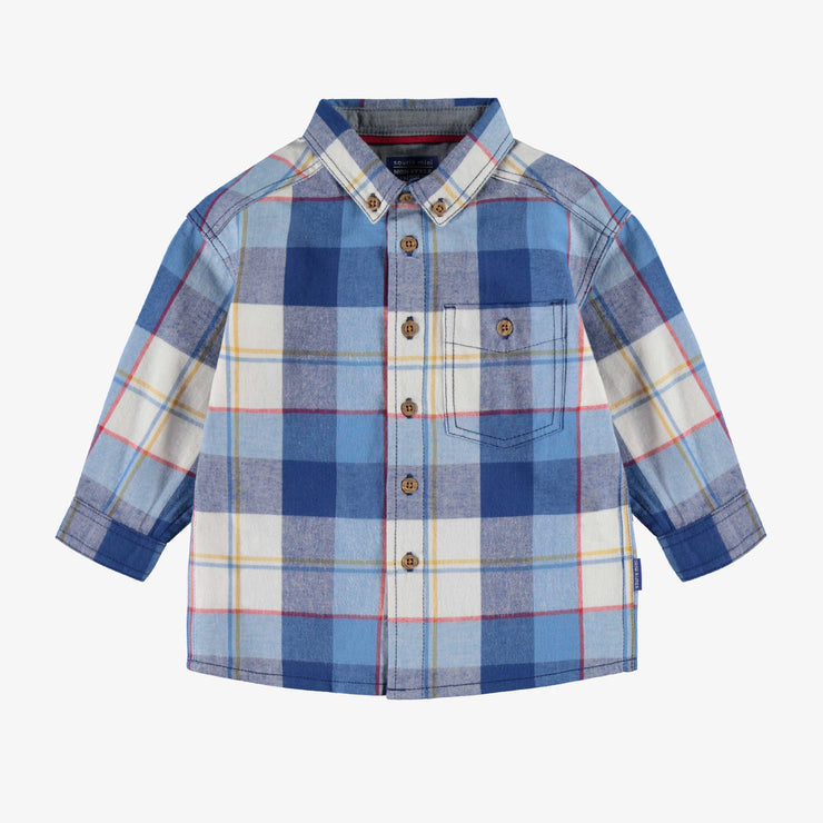 Chemise bleue à carreaux, bébé  || Blue plaid shirt, baby