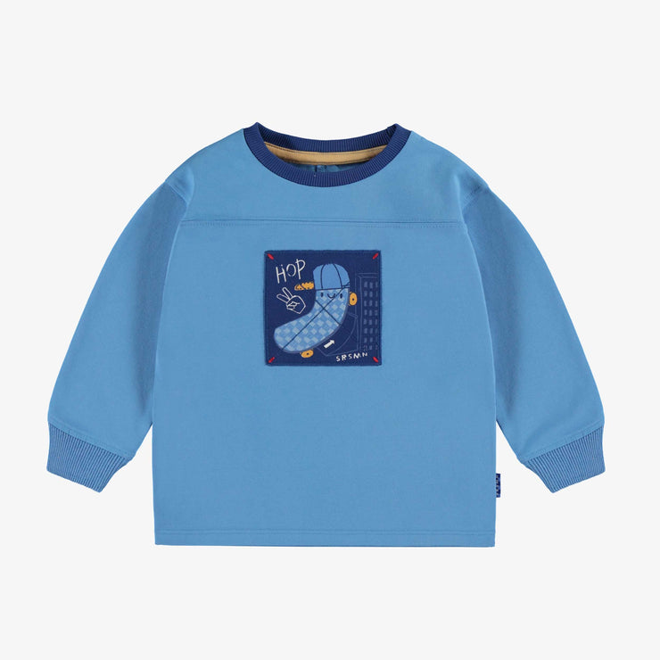 T-shirt bleu à illustration brodée, bébé  || Blue T-shirt with embroidered design, baby