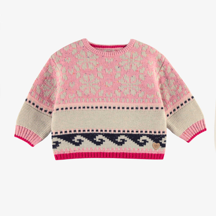 Chandail rose en tricot, bébé  || Pink knit sweater, baby