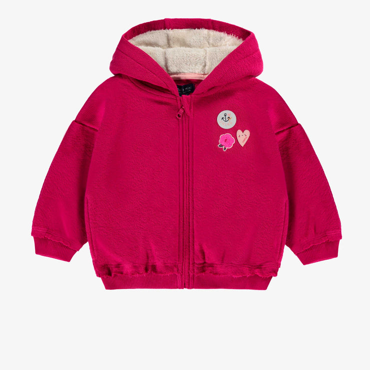 Veste fuchsia à capuchon, bébé  || Fuchsia hooded jacket, baby