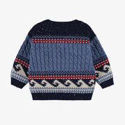 Chandail bleu en tricot, bébé  || Blue knit sweater, baby