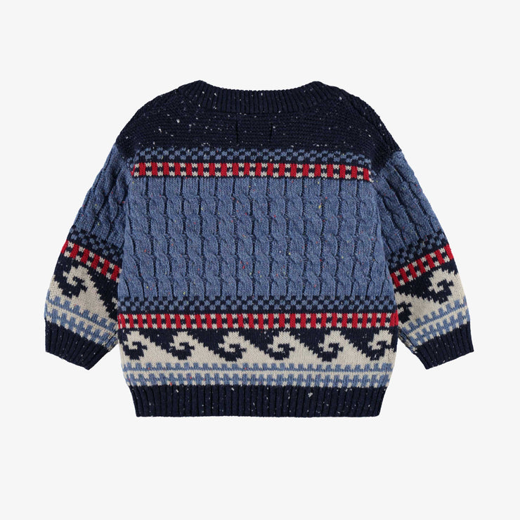 Chandail bleu en tricot, bébé  || Blue knit sweater, baby