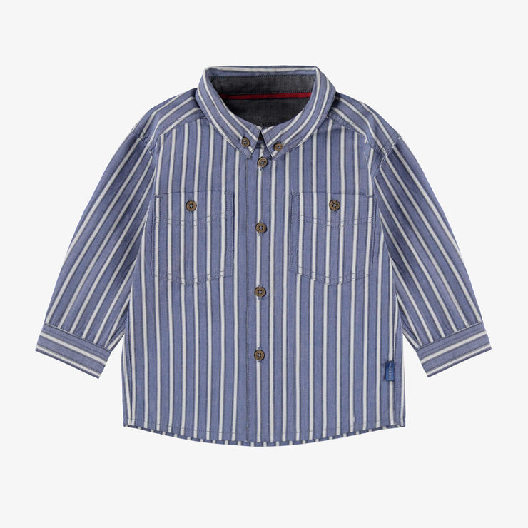 Chemise bleue à rayures, bébé  || Blue shirt with stripes, baby