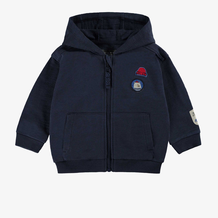 Veste bleu marine à capuchon, bébé  || Navy blue hooded jacket, baby