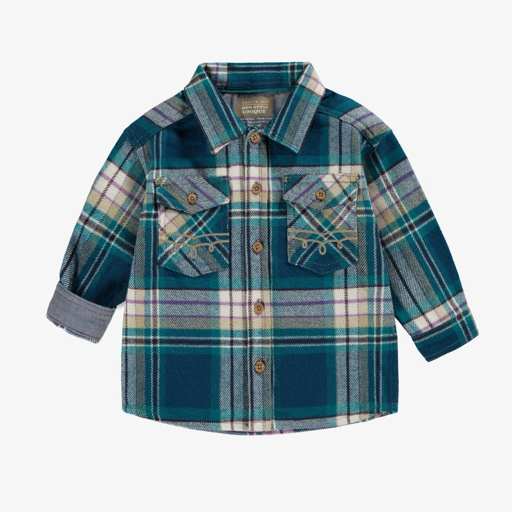 Chemise turquoise à carreaux, bébé