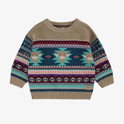 Chandail beige en tricot avec motifs, bébé