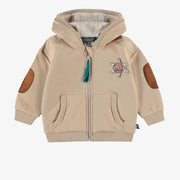 Veste beige sable avec capuchon, bébé