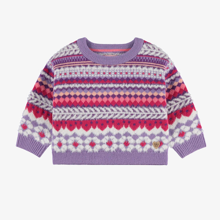 Chandail mauve en tricot avec motifs, bébé