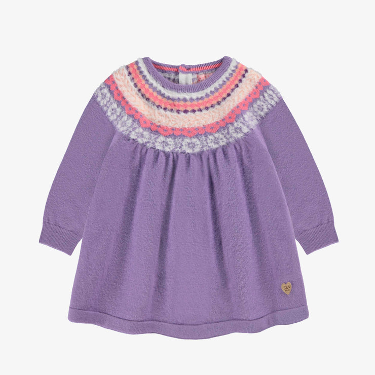 Robe mauve en tricot avec motifs, bébé