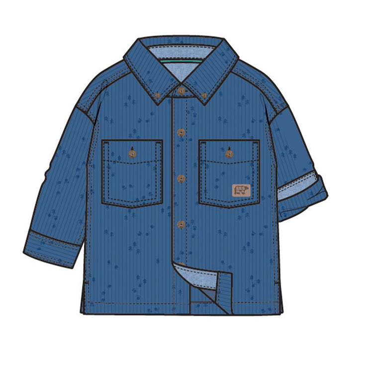 Chemise bleue en velours côtelé, bébé