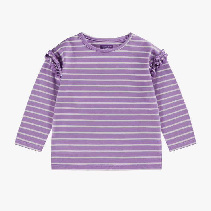 T-shirt mauve à rayures, bébé