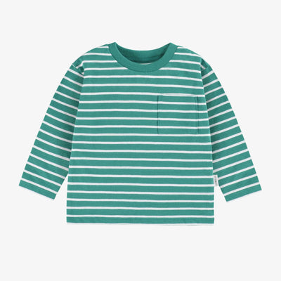 T-shirt turquoise à rayures, bébé