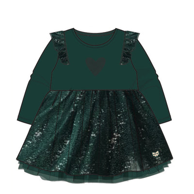 Robe verte en velours et paillettes, bébé