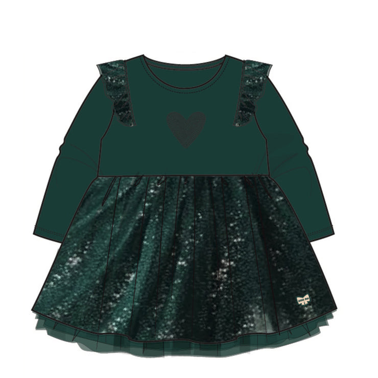 Robe verte en velours et paillettes, bébé