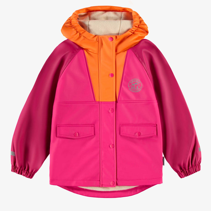 Manteau imperméable rose et orange, enfant