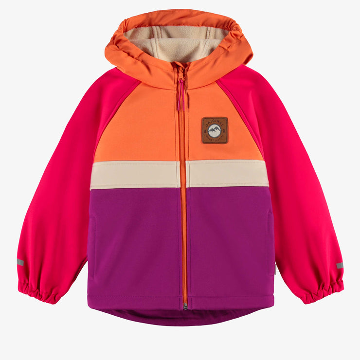 Manteau mauve, rose et orange en coquille souple, enfant