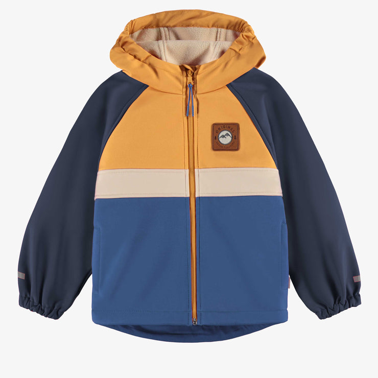 Manteau bleu et jaune en coquille souple, enfant