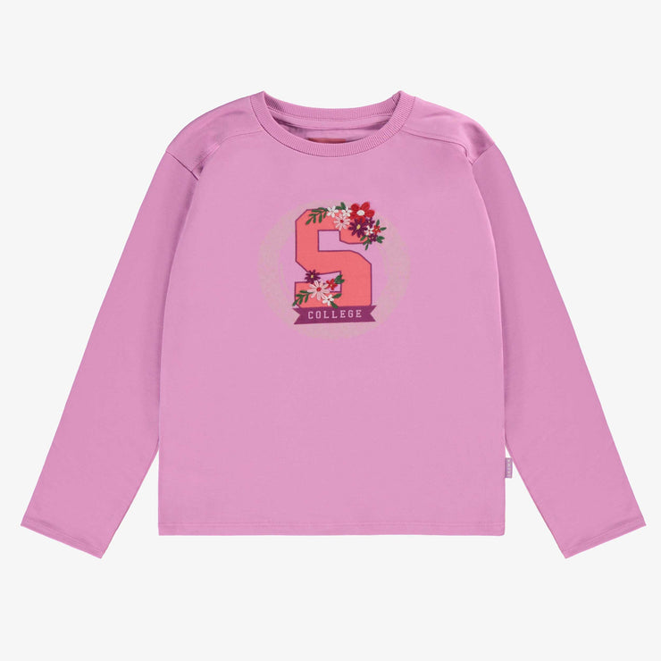 T-shirt mauve avec imprimé, enfant  || Purple t-shirt with print, child