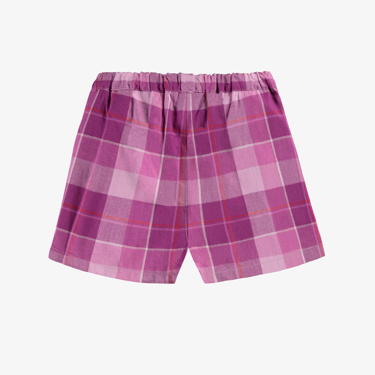 Jupe-short mauve à carreaux, enfant  || Purple plaid skort, child