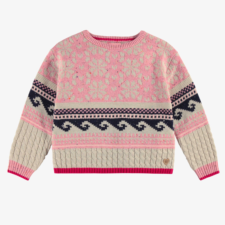 Chandail rose en tricot, enfant  || Pink knit sweater, child
