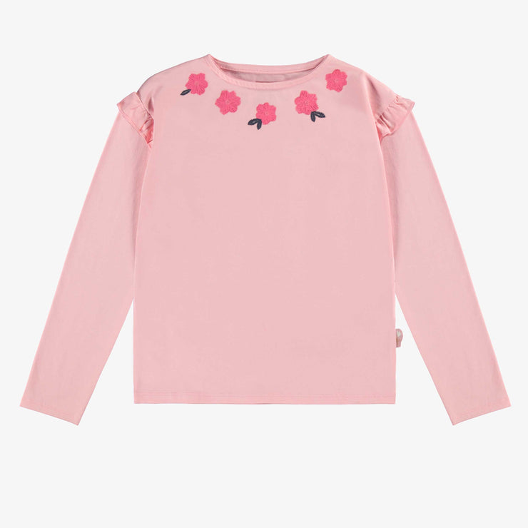 T-shirt rose à motif floral, enfant  || Pink floral-patterned T-shirt, child
