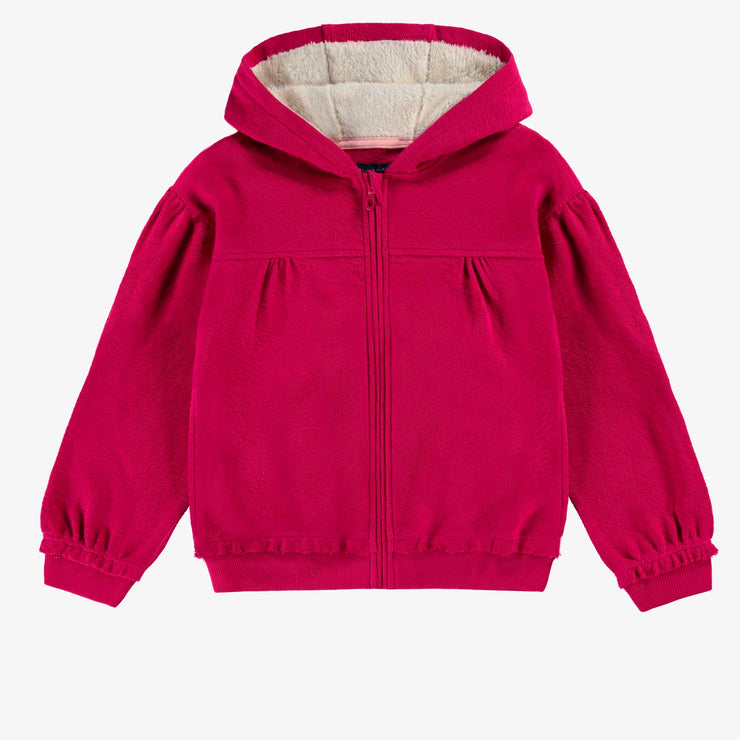 Veste fuchsia à capuchon, enfant || Fuchsia hooded jacket, child