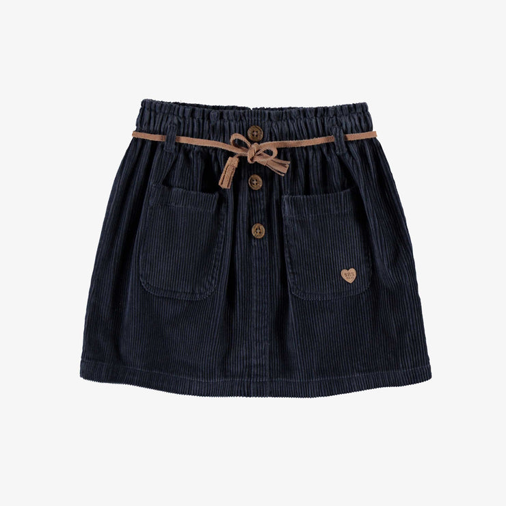 Jupe bleu marine en velours côtelé, enfant  || Navy blue skirt in corduroy, child