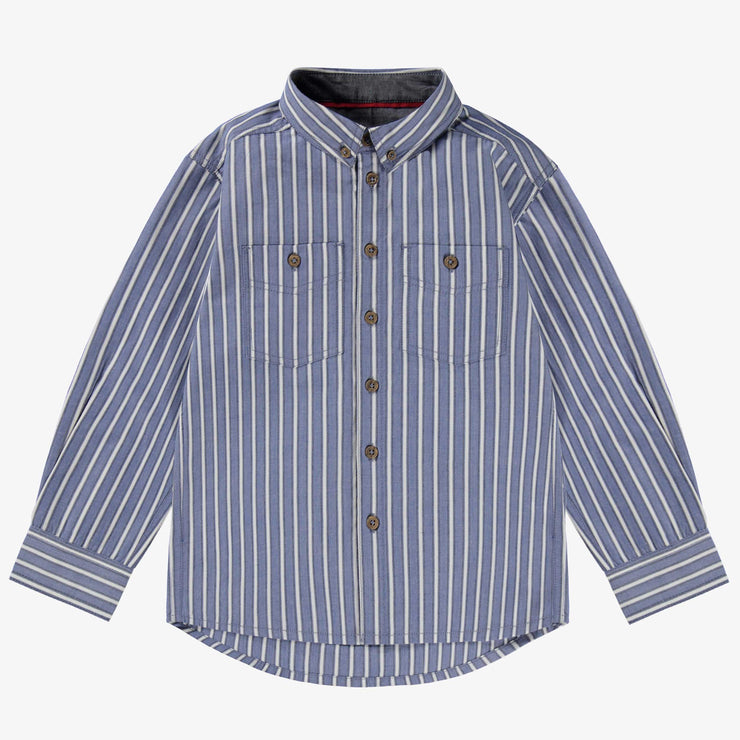 Chemise bleue à rayures, enfant  || Blue shirt with stripes, child