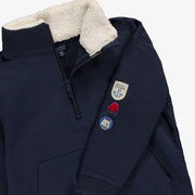 Chandail bleu marine avec zip 1/4, enfant  || Navy blue vest with ¼ zip, child