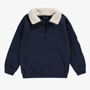 Chandail bleu marine avec zip 1/4, enfant  || Navy blue vest with ¼ zip, child