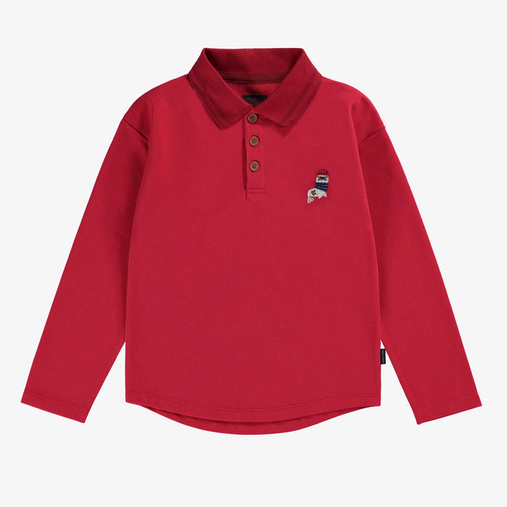 Polo rouge à manches longues, enfant