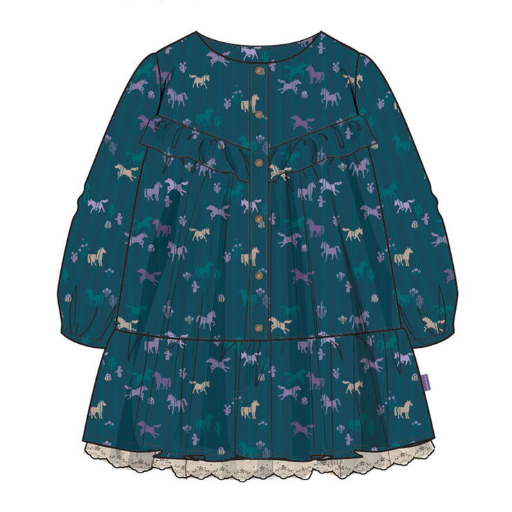 Robe turquoise à motifs, enfant