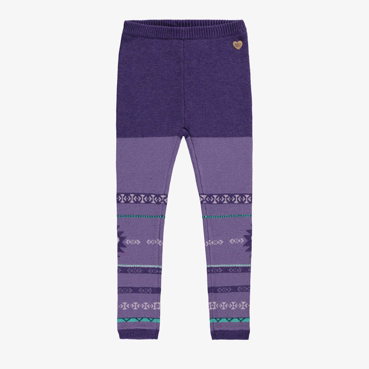 Legging mauve en tricot avec motifs, enfant