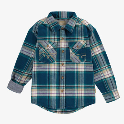 Chemise turquoise à carreaux, enfant