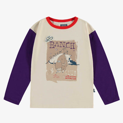 T-shirt beige avec illustration, enfant