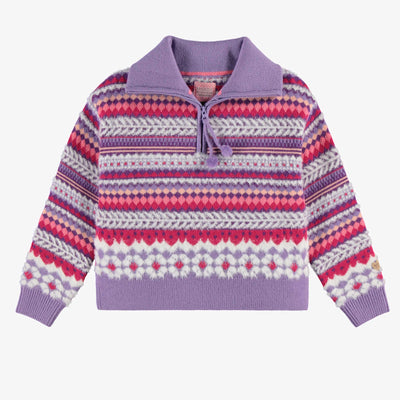 Chandail mauve en tricot avec motifs, enfant
