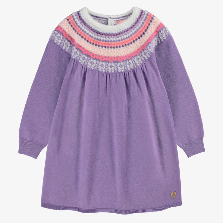 Robe mauve en tricot avec motifs, enfant
