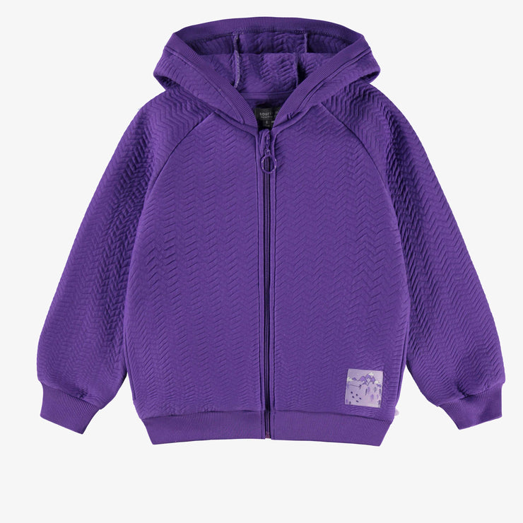 Veste mauve à capuchon, enfant