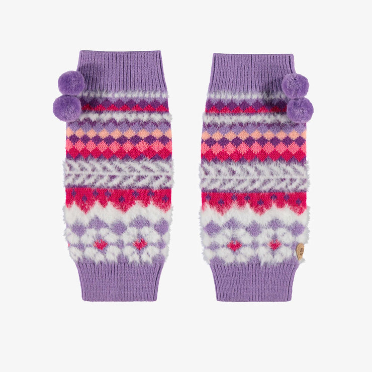 Jambières mauves en tricot avec motifs, enfant