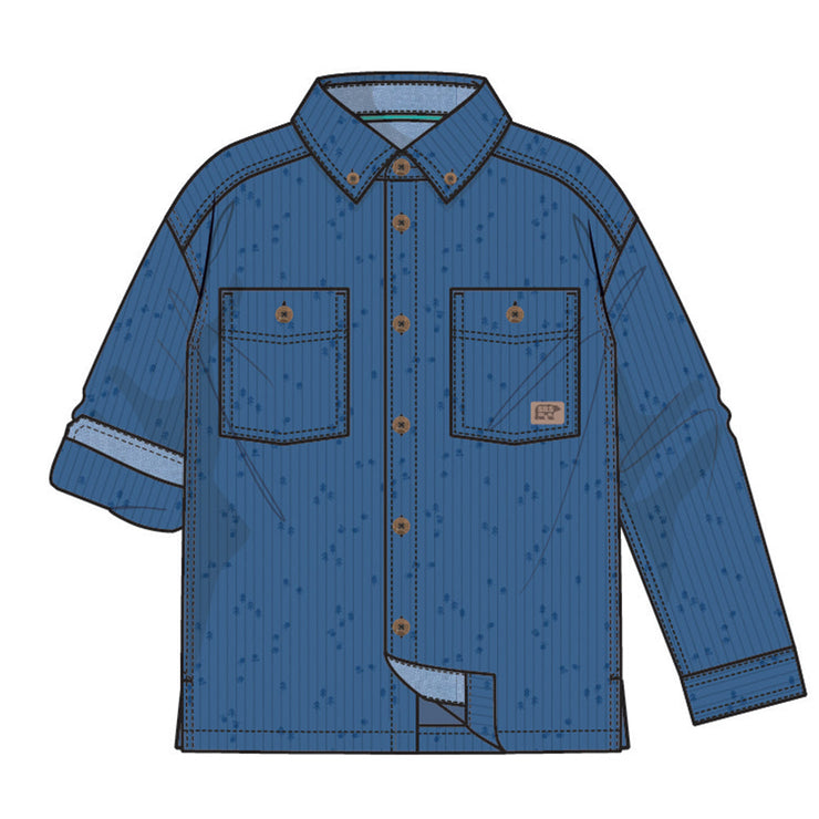 Chemise bleue en velours côtelé, enfant