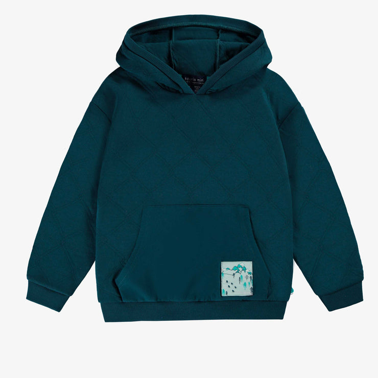 Chandail bleu sarcelle en jersey matelassé, enfant