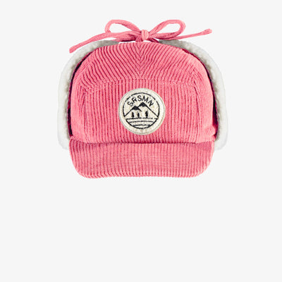 Casquette rose en velours côtelé, enfant