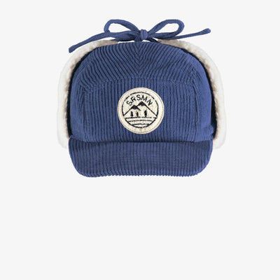 Casquette bleue en velours côtelé, enfant