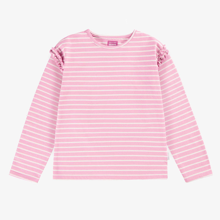 T-shirt rose à rayures, enfant