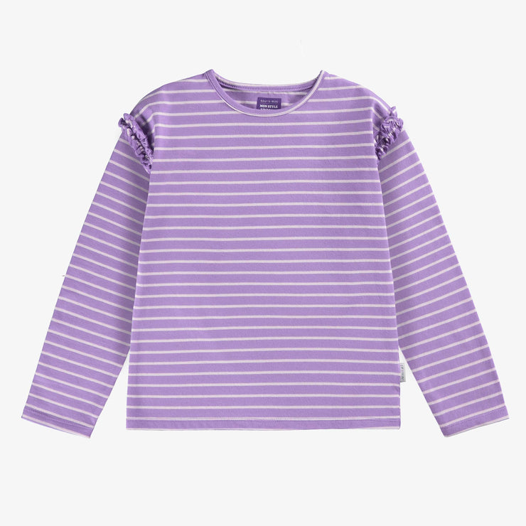 T-shirt mauve à rayures, enfant