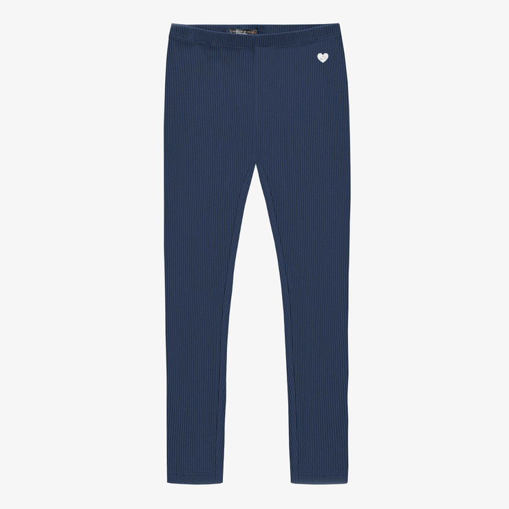 Legging bleu marine en tricot côtelé, enfant