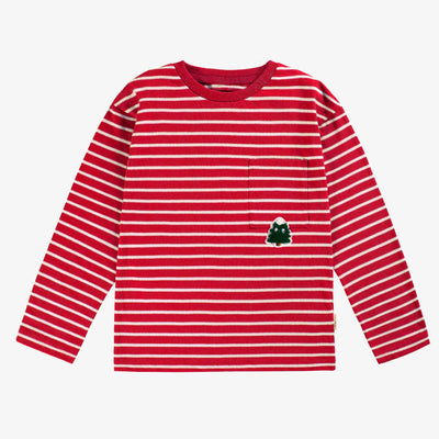 T-shirt rouge à rayures, enfant
