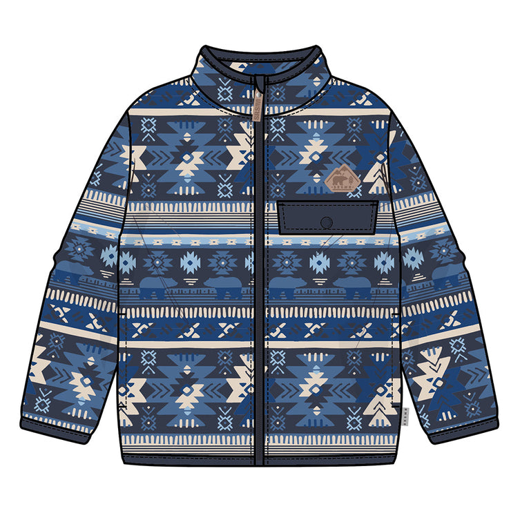 Veste bleue en polar avec motifs, enfant